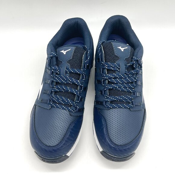 Mizuno Womens 9 Spike Swift 6‎ Navy Blue White Low Metal Softball Cleat Shoes - Picture 3 of 10